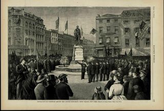 Decoration Day Union Square Lincoln Monument 1874 Great Old Print For Display