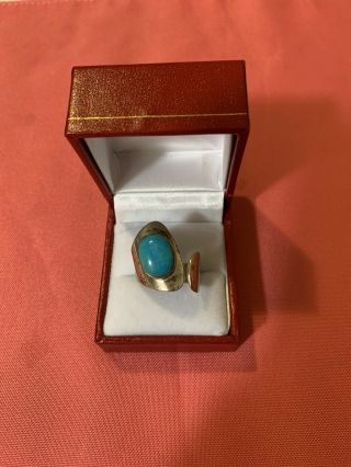 Antique Sterling Silver Ring With Turquoise Marked Rare