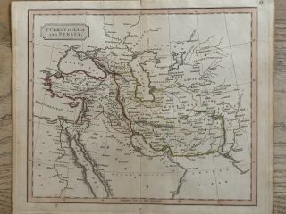 1826 Turkey In Asia Persia Middle East Hand Coloured Antique Map By John Cary