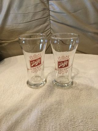 2 Vintage 1970’s Schlitz Beer Glass Skinny 8oz Glass Rare Collectible 5” Tall