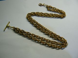 Stunning Vintage Rose Gold Plated Double Albert Pocket Watch Chain,  T - Bar & Lock