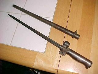 Rare French Steel Handle 1886 / 93/16 35 Lebel Bayonet & Scabbard