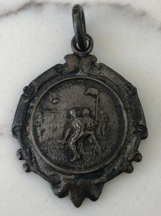 Vintage 1940’s Sterling Silver Football Pendant Medal Engraved Hallmarked