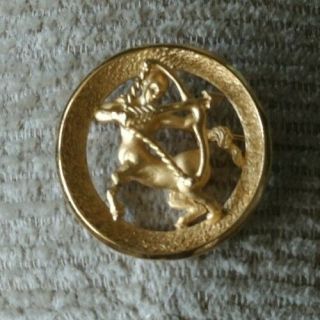 Rare Vintage Crown Trifari Signed Sagittarius Gold Tone Zodiac Brooch/pin.