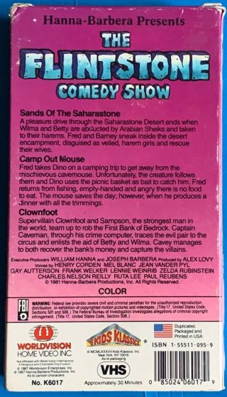 The Flintstones Comedy Show (VHS,  1987) Hanna Barbera (Rare) 2