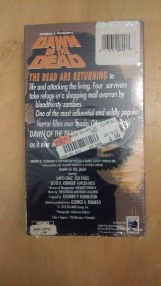 RARE OOP Dawn of the Dead 1978 VHS Anchor Bay 1996 George Romero Zombie Horror 2