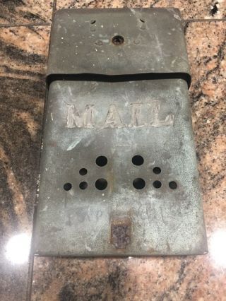 Mail Box Vintage Weathered Metal Brass Wall Mount 9.  5