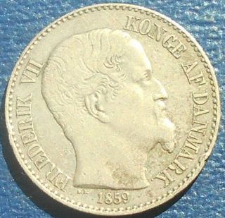 Rare Silver 1859 Danish West Indies 10 Cents Km 66 Frederik Vii Grade Bb13