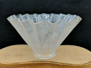Vintage Antique Glass Lamp Shade - Fitter 2.  25 " Etched Ruffled