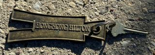 Hong Kong Hilton Hotel Room Key Chain Fob Rare Vintage 1960s 1970s Schlage Key