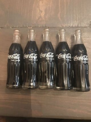 5 Vintage Rare M.  R Coca Cola Miniature Glass Bottles No Metal Caps 3 " Mini Coke