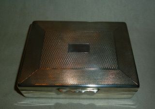 Vintage Engine Turned Aristocrat Silver Plate Cigarette Box with Wood Liner 2