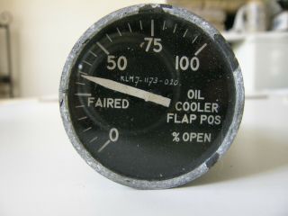 Vintage Aircraft Cockpit Instrument Indicator Oil Cooler Flap Position