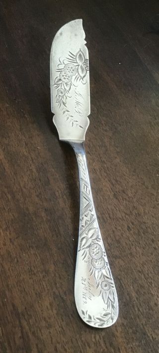 Towle Sterling Silver Butter Knife Bright Cut Engraved Flowers 1880 No.  38