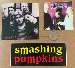 Vintage Set Of 3 Smashing Pumpkins Rare Collectible Stickers From The 90 