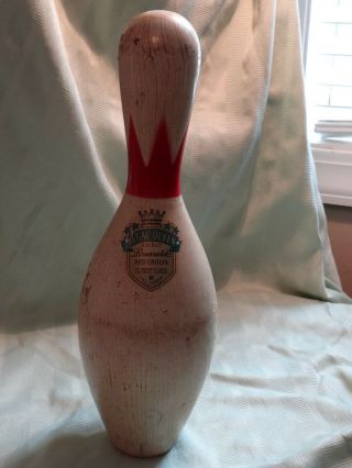 Vintage Wooden Regal Red Crown Bowling Pin Brunswick 15 "