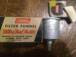 Vintage Coleman No.  0 Aluminum Filter Funnel In Rare Black & Red Box
