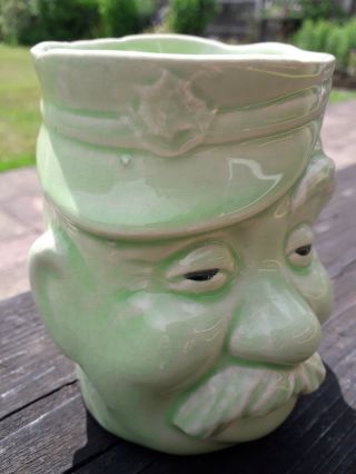 Antique Old Bill Bairnsfather Green Ceramic Pottery Mug Vintage Ww1