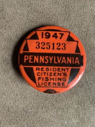 Exceptional 1947 Vintage Pennsylvania Fishing License