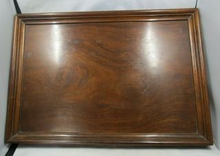 Vintage Wooden Tray In Solid Mahogany With Inset Handles.