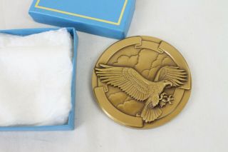 Rare Vintage 1991 Bronze Calendar Medallion Eagle Hawk Bird Rare Medal