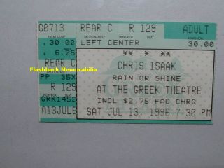 Chris Isaak Concert Ticket Stub 1996 Greek Theatre Griffith Park L.  A.  Very Rare