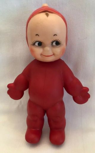Rare 8 Inch Kewpie Doll In Red Outfit With Squeaker Signed Cameo Jlk