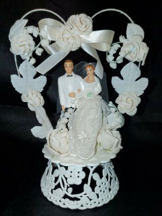 Vintage 1950 Bride & Groom Wedding Cake Topper Coast Novelty Mfg - Chalkware