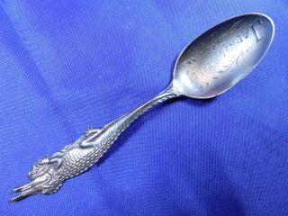 Saart / Ssmc Crocodile Full Figural Sterling Silver Souvenir Coffee Spoon