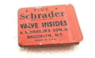 Vintage Auto Tin - 5 Schrader Valve Insides Rare ? 4 Dates Apr 4 1916 1922.