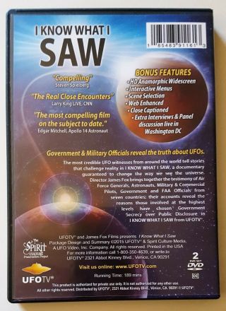 I Know What I Saw (DVD 2 - Disc Set) EXPANDED Collectors Edition - UFO UFOTV RARE 2