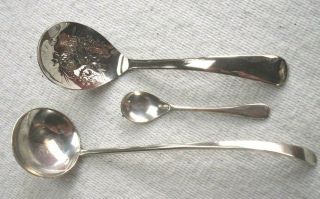 Antique 1920 - 30s 3 x Silver Small Salt,  Ladle & Berry Spoons, . 3