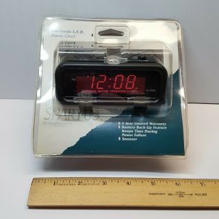 Vintage Spartus Black Electronic Digital Led Alarm Clock Model 114661