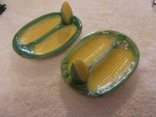 Antique Corn Plates With Salt Shakers Set Of Two Very Old 3