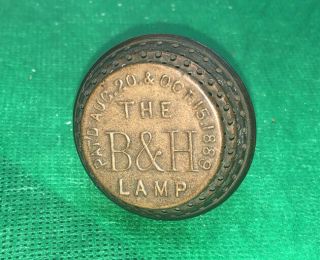 B&h Lamp Bradley&hubbard Oil Mushroom Flame Spreader Cone Brass Color Antique