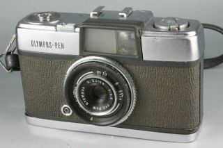 Rare First Model Olympus Pen Half Frame Film Camera D.  Zuiko 2.  8cm F/3.  5 107