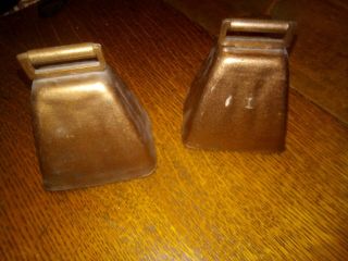 2 Antique Vintage Copper Cow Bells