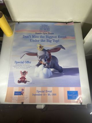 Walt Disney Classics Dumbo Special Event Sales Poster 28.  5x22 " Rare Wdcc Timothy