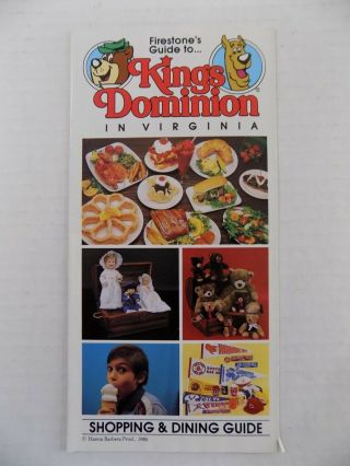 Kings Dominion Map Guide 1984 Virginia Yogi Bear Firestone Htf Rare