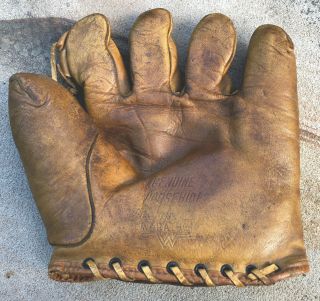 Vtg 30s Charlie Root Marathon Baseball Glove Tunnel Loop Mitt Chicago Cubs Rare
