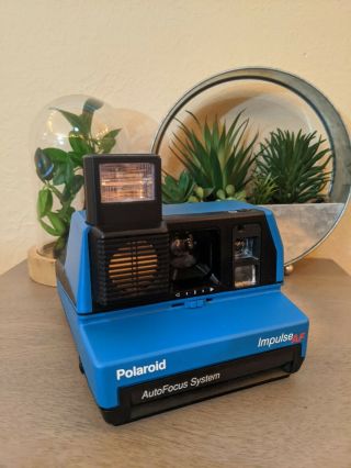 Rare Polaroid Impulse Blue Af With Rare Ever - Ready Case And Tripod.