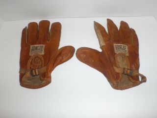 Vintage Antique Benlee Leather Boxing Gloves Brown Sporting Goods 1940/50 