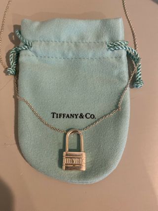 Tiffany & Co Rare Silver Padlock Charm Necklace Msrp 300$
