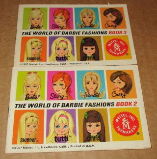 2 X Vintage The World Of Barbie Fashions Booklets 1967 Mattel Catalogs Book 2,  3