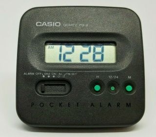 Casio® Pq - 8 Pocket Digital Alarm Clock Travel Clock Vintage 1980s 12/24 Hour
