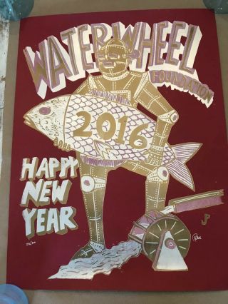 Rare 2016 Jim Pollock Phish Poster Maroon Robot Fish Waterwheel Party
