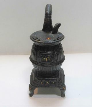 Vintage Miniature Salesman Sample Cast Iron Pot Belly Stove Toy Hand Painted