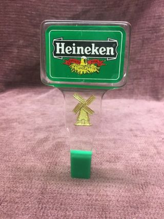 Rare Heineken Imported Acrylic Gold Windmill Beer Tap Handle Knob Lucite