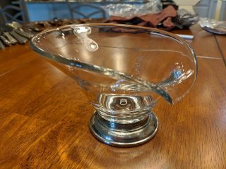 Web Sterling Silver Base Glass/crystal Nut/candy Dish/bowl