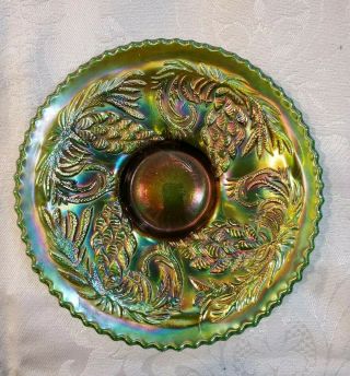 Antique Fenton Green Pine Cone Carnival Glass 6 1/4 " Plate Very Rare